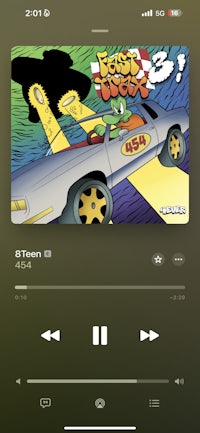 a screenshot of a music player with cartoons on it